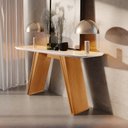 Ver imagem 1 de Aparador Atena Base Flex Laca e Vidro 135x35cm Castanho Cinamomo e Off White Marrom