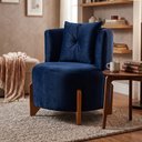 Ver imagem 1 de Poltrona Orgânica Curva Luna Veludo Azul Marinho - Montanaris Decor