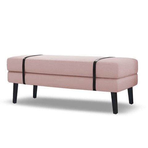 Banco Estofado Viena 1,40m Suede Rosa Bebe - Inova Decorações
