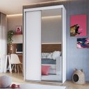 Ver imagem 1 de Guarda-Roupa Solteiro com Espelho 2 Portas de Correr RC2205 Branco