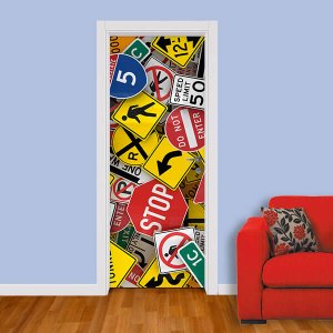 Adesivo de Porta Placas de Rua 3 Arte Destaque P - 0,73 X 2.13 Metros
