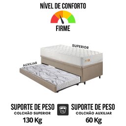 Bicama Box Baú Courino Linho 88x188 com Colchão Ecoline D33 Ecoflex - 9