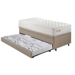 Bicama Box Baú Courino Linho 88x188 com Colchão Ecoline D33 Ecoflex - 11