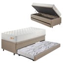 Ver imagem 1 de Bicama Box Baú Courino Linho 88x188 com Colchão Ecoline D33 Ecoflex