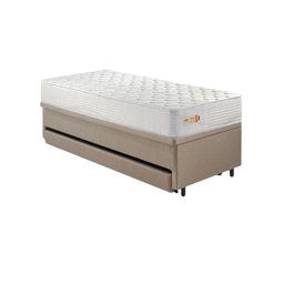 Bicama Box Baú Courino Linho 88x188 com Colchão Ecoline D33 Ecoflex - 4