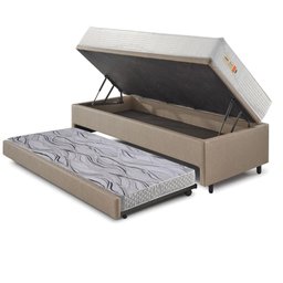 Bicama Box Baú Courino Linho 88x188 com Colchão Ecoline D33 Ecoflex - 5