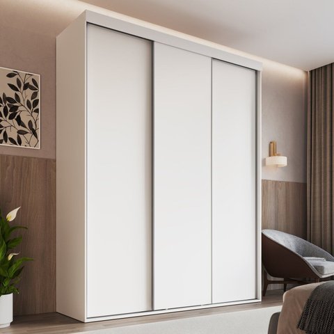 Guarda-Roupa Casal 3 Portas de Correr RC3105 Branco