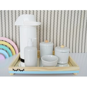 Kit Higiene Baby Pinus com Térmica Montessori - Faixa Azul