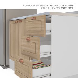 Cozinha Pérola Completa 4 Peças Torre Quente Aéreo 3 Portas Balcão 2 Gavetas 3 Portas Yescasa - 8 Cozinha Pérola Completa 4 Peças Torre Quente Aéreo 3 Portas Balcão 2 Gavetas 3 Portas Yescasa - 8