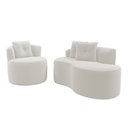 Ver imagem 1 de Kit Sofá e Poltrona Orgânica Living Bob com Almofadas Bouclê Off White - Desk Design