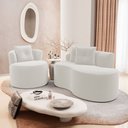 Ver imagem 2 de Kit Sofá e Poltrona Orgânica Living Bob com Almofadas Bouclê Off White - Desk Design