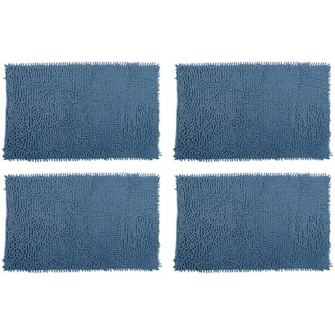 4 Tapetes de Banheiro Bolinha 58 X 38cm Antiderrapante Azul