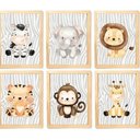 Ver imagem 1 de Quadro Infantil Safari 6 Un A4 Vidro e Pendurador