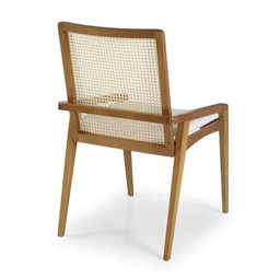 Conjunto Sala de Jantar Madeira Maciça - Mesa 1,60 Laminada 6 Cadeiras Assento Estofado Encosto Tela - 18