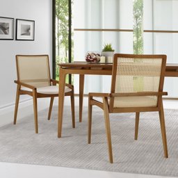 Conjunto Sala de Jantar Madeira Maciça - Mesa 1,60 Laminada 6 Cadeiras Assento Estofado Encosto Tela - 15 Conjunto Sala de Jantar Madeira Maciça - Mesa 1,60 Laminada 6 Cadeiras Assento Estofado Encosto Tela - 15