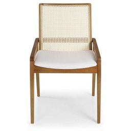 Conjunto Sala de Jantar Madeira Maciça - Mesa 1,60 Laminada 6 Cadeiras Assento Estofado Encosto Tela Marrom/Freijó - 14 Conjunto Sala de Jantar Madeira Maciça - Mesa 1,60 Laminada 6 Cadeiras Assento Estofado Encosto Tela Marrom/Freijó - 14