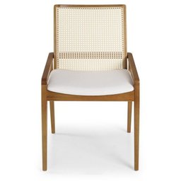 Conjunto Sala de Jantar Madeira Maciça - Mesa 1,60 Laminada 6 Cadeiras Assento Estofado Encosto Tela - 14