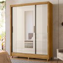 Ver imagem 2 de Guarda Roupa Solteiro Bolívia 3 Portas Deslizantes Freijó/off White com Espelho - Moval