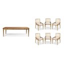 Ver imagem 3 de Conjunto Sala de Jantar Madeira Maciça - Mesa 1,80 Laminada 6 Cadeiras Assento Estofado Encosto Tela