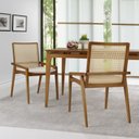 Ver imagem 4 de Conjunto Sala de Jantar Madeira Maciça - Mesa 1,80 Laminada 6 Cadeiras Assento Estofado Encosto Tela