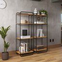 Ver imagem 1 de Estante de Livros Industrial Aço 35CMX150CM Estilo Criare Marrom/Preto/Nature