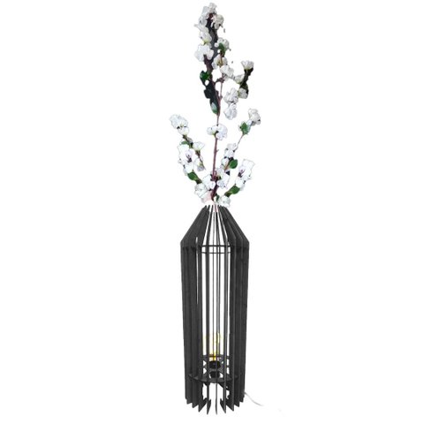 Vaso de Chão Decorativo Grande Mdf Penedo:preto/kit com 2 - 90x20cm e 60x20cm