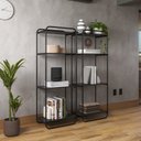 Ver imagem 1 de Estante de Livros Industrial Aço 35CMX150CM Estilo Criare Preto