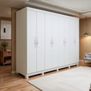 Ver imagem 1 de Guarda-Roupa Casal 8 Portas 6 Gavetas com Pés MDF 236cm Serenata Branco