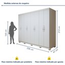 Ver imagem 3 de Guarda-Roupa Casal 8 Portas 6 Gavetas com Pés MDF 236cm Serenata Branco