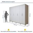 Ver imagem 3 de Guarda-roupa Casal 8 Portas 6 Gavetas com Pés Mdf Serenata