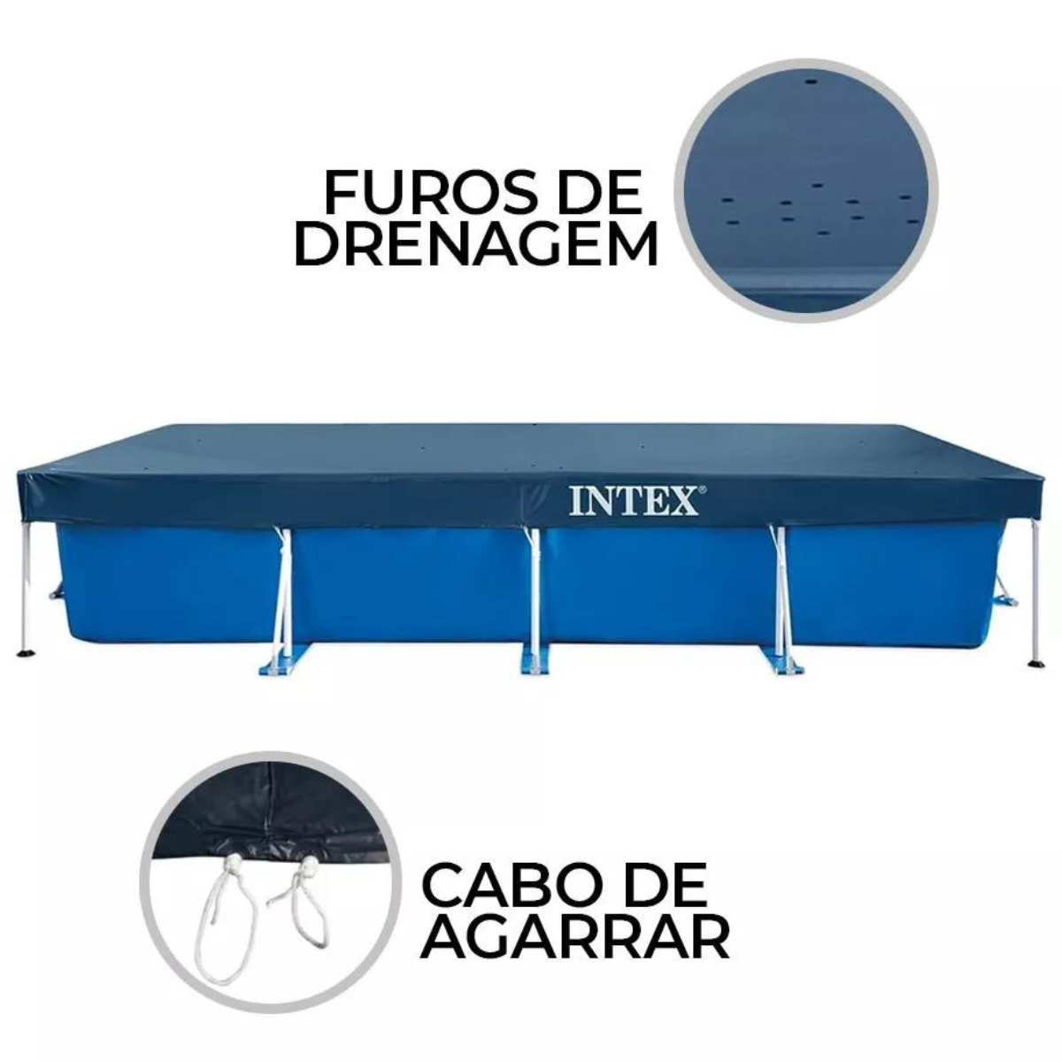 Capa P/ Piscina Retangular (4.60m X 2.26m) C/ Corda #28039:azul - 4