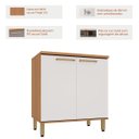 Ver imagem 2 de Balcão para Cozinha 100% MDF 80 cm 2 Portas Dulce Freijó/Branco
