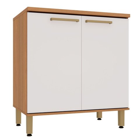 Balcão para Cozinha 100% MDF 80 cm 2 Portas Dulce Freijó/Branco