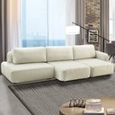 Ver imagem 2 de Conjunto Sala de Estar 1 Sofá Retrátil Modulado 342cm e 1 Poltrona Santiago Bouclê Branco G89 - Gran