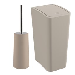 Lixeira 8l com Tampa Click Retangular + Escova Sanitária com Suporte para Banheiro | Astra - 1