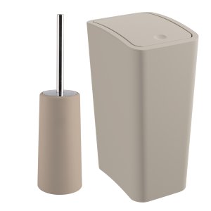 Lixeira 8l com Tampa Click Retangular + Escova Sanitária com Suporte para Banheiro | Astra