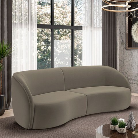 Sofá Decorativo Sala de Estar Bipartido 288cm Clarke Veludo Castor G45 - Gran Belo