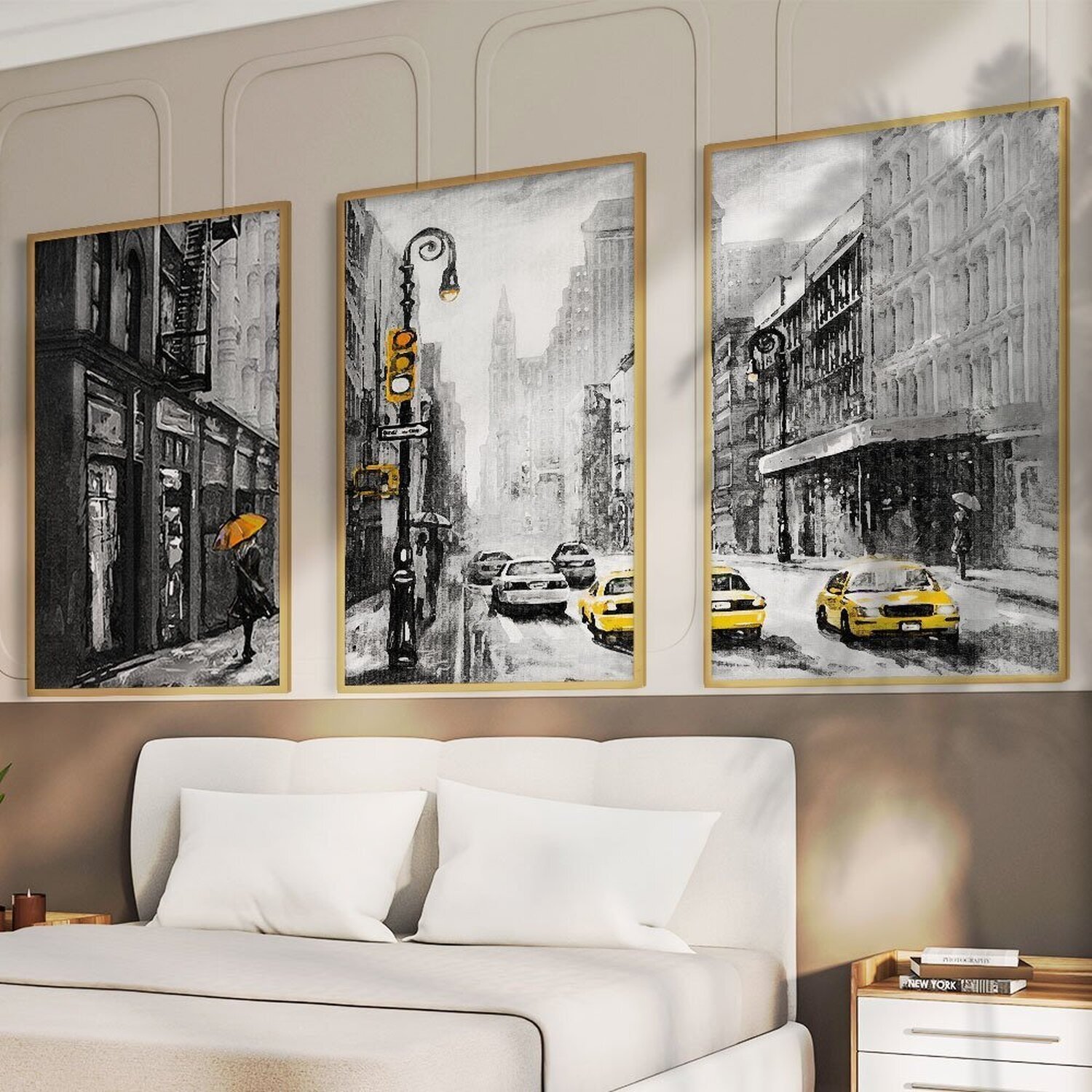 Quadro Decorativo 3 Telas Cidades New York Diversos Tamanhos - 1