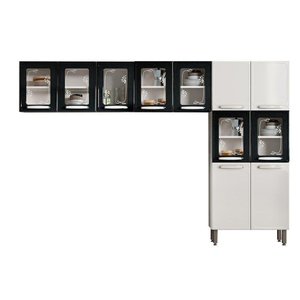 Cozinha Modulada Bertolini Evidence 3 Peças (2 Armários + 1 Paneleiro) Cpt62 Branco/preto