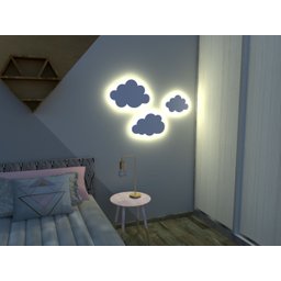 Kit 3 Luminárias Nuvem Pmg Branco Frio sem Fio Decoração Infantil:led Branco Quente (amarelado), - 1