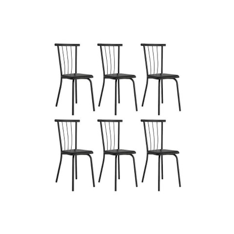 Cadeira Cozinha Kit 6un 154 Preto/Corano Preto Carraro