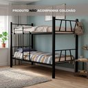 Ver imagem 2 de Beliche Solteiro de Aço Reforçada com Escada para Quarto Pequeno Kitnet e Apartamento - Preto