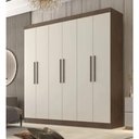Ver imagem 1 de Guarda Roupa Casal 6 Portas 4 Gavetas 207cm Belém Castanho/Off White - Valverde
