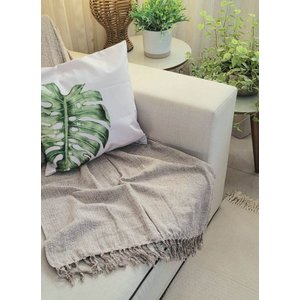 Manta xale sofá e cama AREIA 2,20x1,50m tear artesanal decorativa protetora