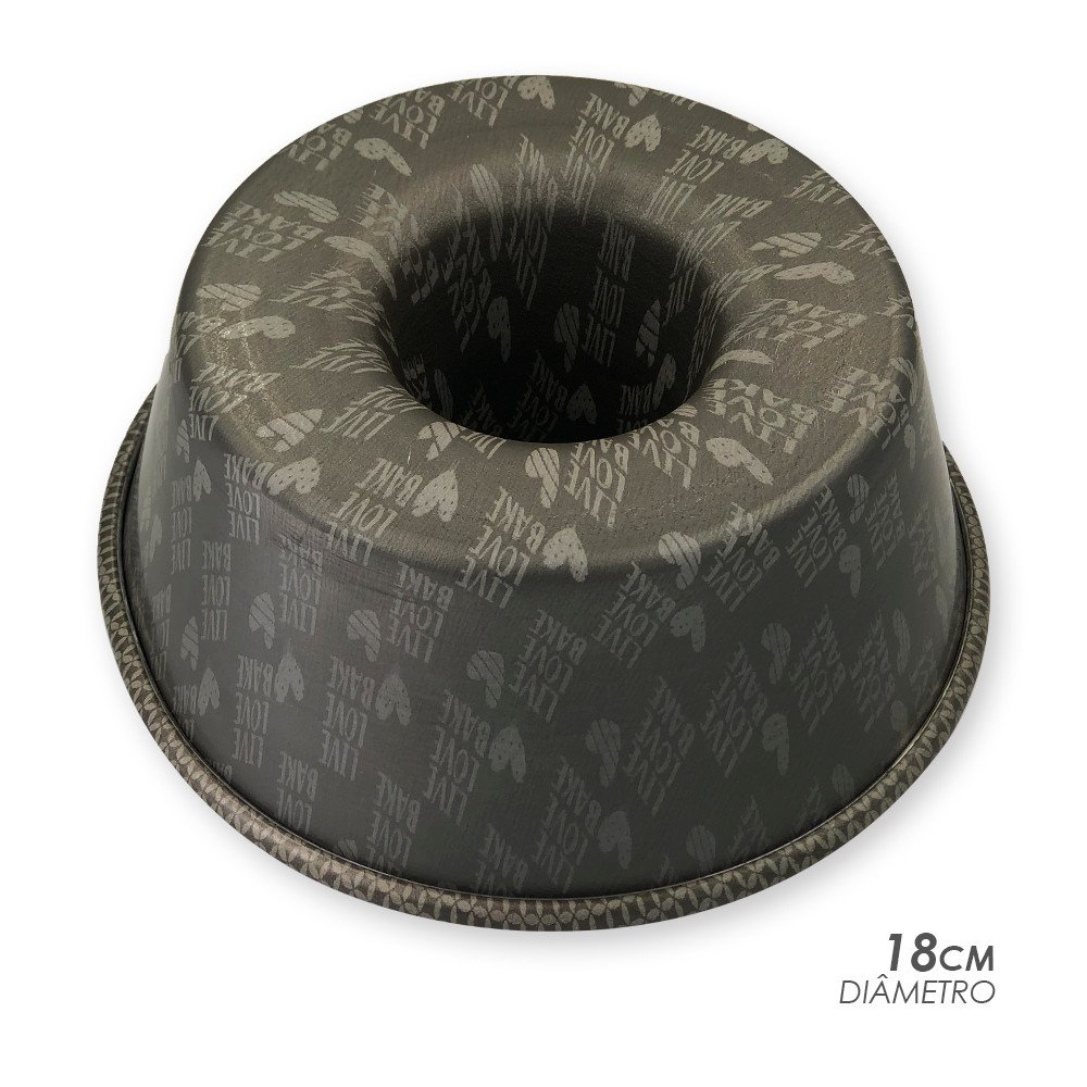 Forma Pudim Antiaderente Redonda Alumínio 18cm Forno Cinza - 4