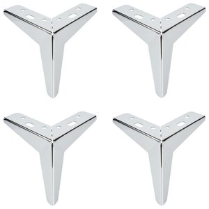 Pé de Ferro Cromado Cantoneira 13cm P/ Móveis Kit 4 Unidades