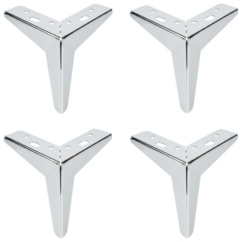 Pé de Ferro Cromado Cantoneira 13cm P/ Móveis Kit 4 Unidades
