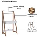 Ver imagem 4 de Mesa Escrivaninha com Gaveta B80 73 Cm Branco Montana Novam