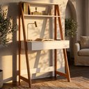Ver imagem 2 de Mesa Escrivaninha com Gaveta B80 73 Cm Branco Montana Novam
