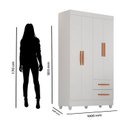 Ver imagem 5 de Guarda-Roupa para Quarto Infantil 4 Portas e 2 Gavetas com Pés Lite Branco